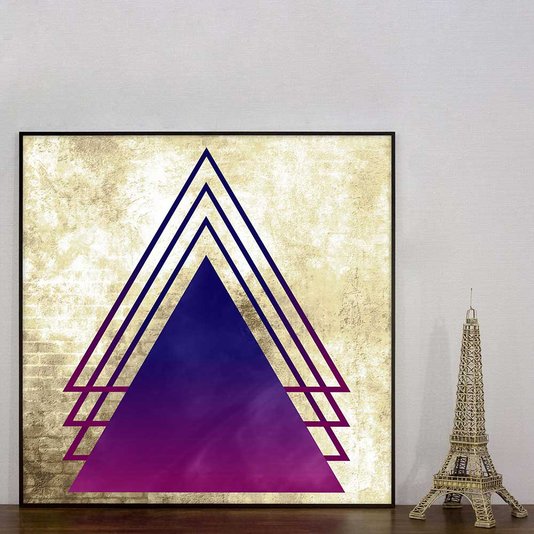 Quadro Geométrico Arte Moderna Triângulos 70x70 cm