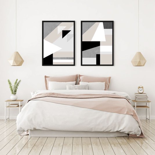 Quadro Geométrico com Moldura Preta Decorativo Arte Colorida II - Escolha o Tamanho