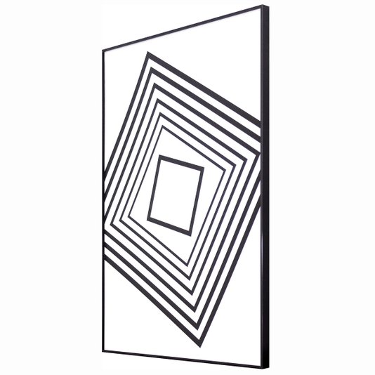 Quadro Geométrico em Preto e Branco Quadrados 50x70cm