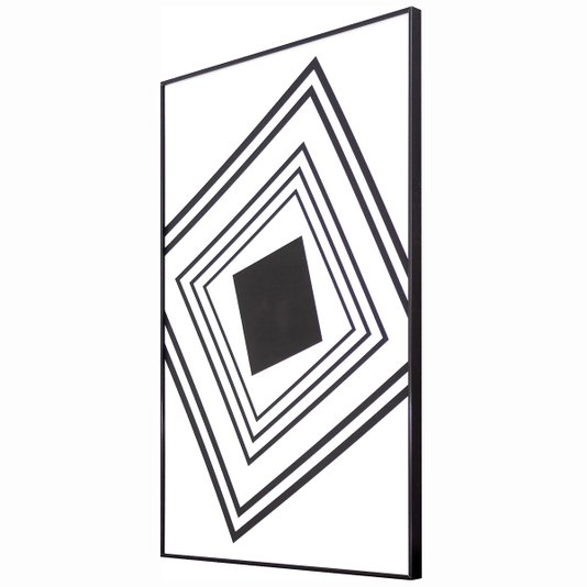 Quadro Geométrico Quadrados em Preto e Branco 50x70cm