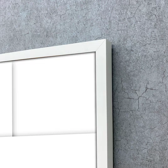 Quadro Geométrico Sobreposto Branco Arte Abstrata Moderna com Moldura e Vidro