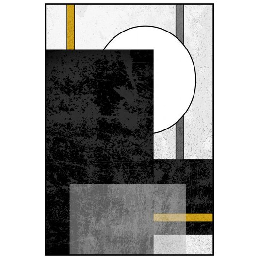 Quadro Geométrico Texturas Preto e Branca e Amarelas - Escolha o Tamanho