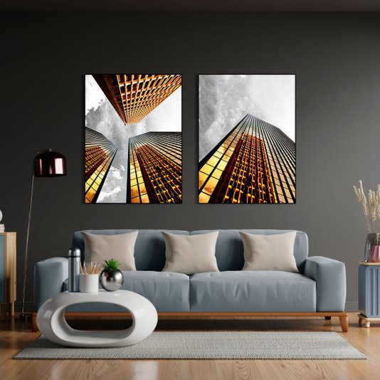 Quadro Grande Arquitetura de Edifício com Moldura Preta - Escolha o Tamanho