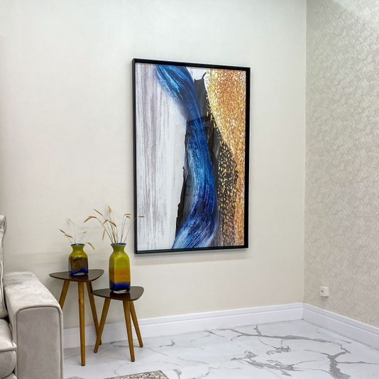 Quadro Grande com Moldura Chanfrada Arte Abstrata Moderna 100x150 cm