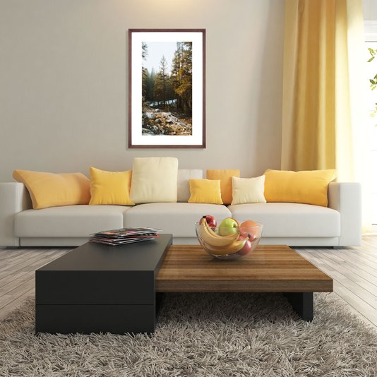 Quadro Grande com Moldura Chanfrada Paisagem Floresta 75x125 cm
