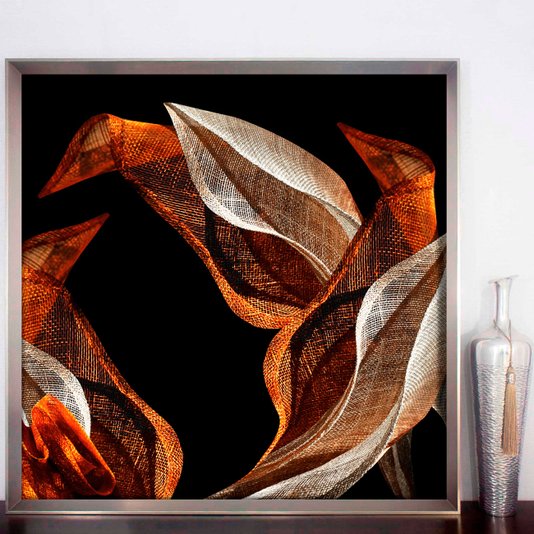 Quadro Grande com Moldura Prata Chanfrada Imagem Arte Abstrata Moderna