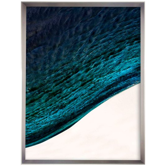 Quadro Grande Decorativo Arte Abstrata Ocean com Tons de Azul Moldura Chranfrada
