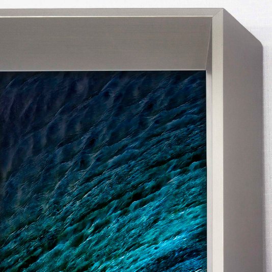 Quadro Grande Decorativo Arte Abstrata Ocean com Tons de Azul Moldura Chranfrada