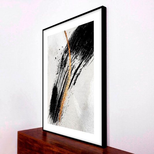 Quadro Grande Decorativo Moderno Arte Abstrata com Moldura Robusta Preta