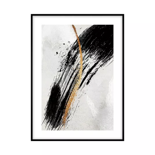 Quadro Grande Decorativo Moderno Arte Abstrata com Moldura Robusta Preta