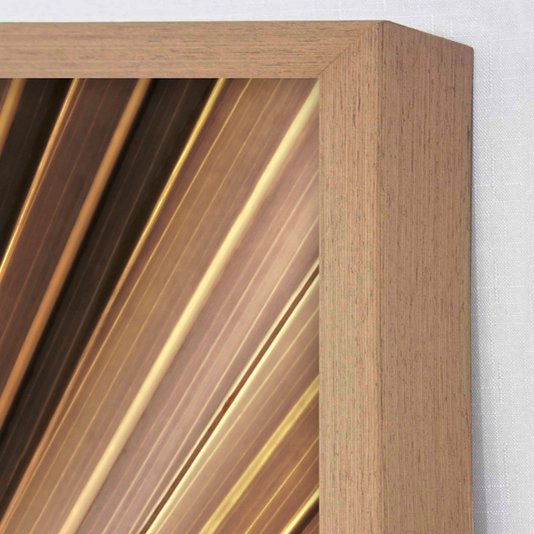 Quadro Grande Floral com Moldura Laminada Folhagens em Tons de Bege - Escolha o Tamanho