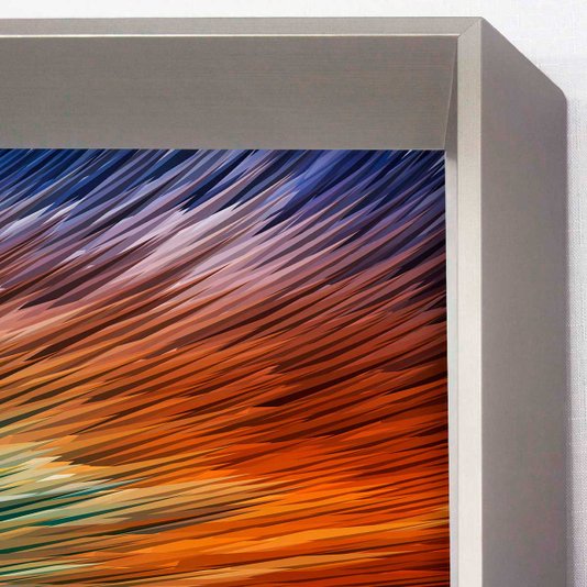 Quadro Grande Moderno Arte Abstrata Colorida com Moldura Prata Escolha o Tamanho