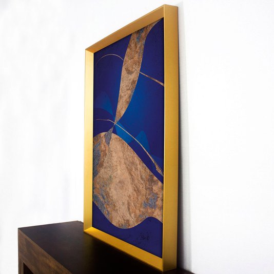 Quadro Grande Moderno Arte Abstrata com Moldura Dourada Escolha o Tamanho