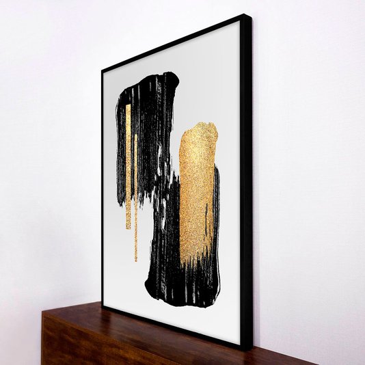 Quadro Grande Moderno Arte Abstrata com Moldura Preta - Escolha o Tamanho