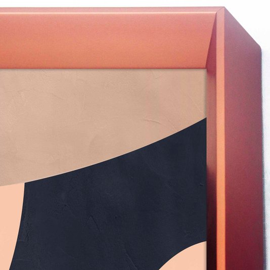 Quadro Grande Arte Moderna Abstrata e Dunas Moldura Rosê Gold Chanfrada