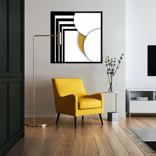 Quadro Grande Moderno com Moldura Chanfrada Arte Geométrica - Escolha o Tamanho