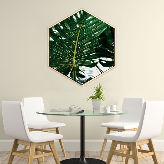 Quadro Hexagonal Costela de Adão Tela Canvas com Moldura