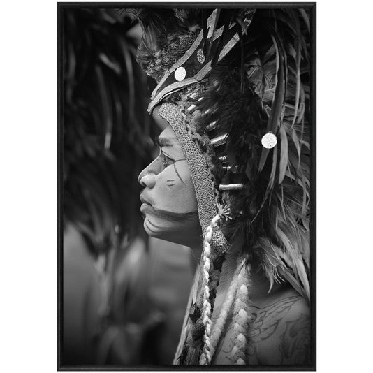 Quadro Indígena Tela Canvas com Moldura Preta 90x130 cm