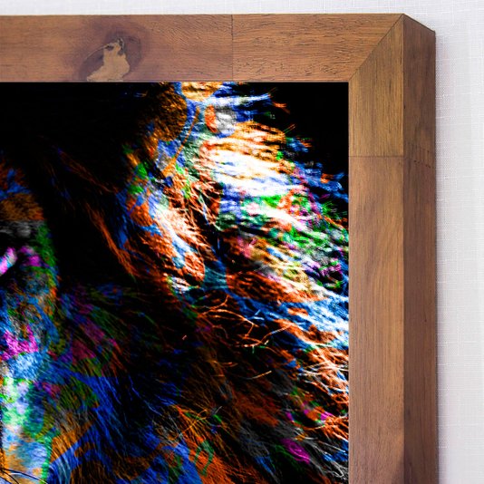 Quadro Leão de Judá Colorido com Moldura Rústica | Para uma Decoração Única e Imponete