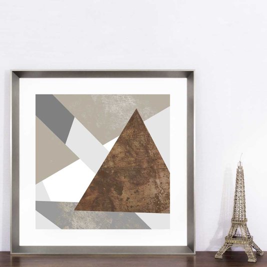 Quadro Moderno Imagem Arte Abstrata Geométrica Triângulo Marrom