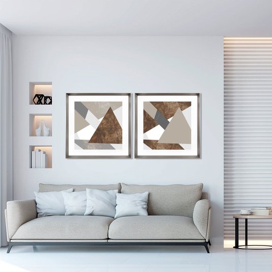 Quadro Moderno Imagem Arte Abstrata Geométrica Triângulo Marrom