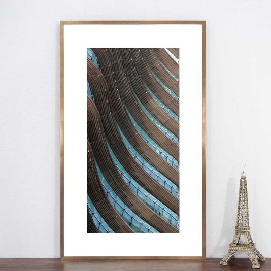 Quadro Moderno Arquitetura com Detalhes Azuis 60x100 cm