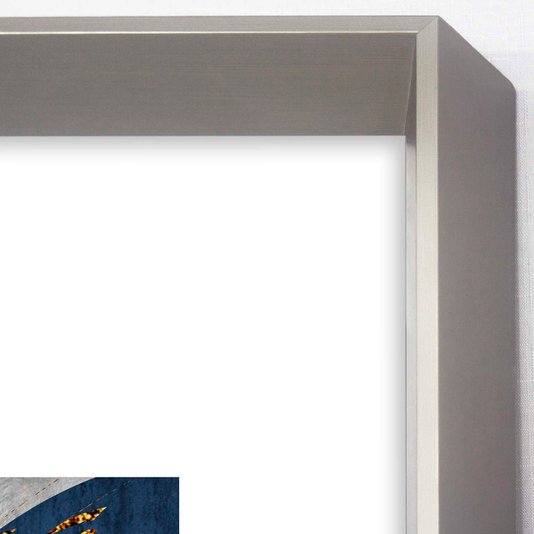 Quadro Moderno Arte Abstrata Azul Mountain com Moldura Prata Robusta