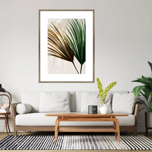 Quadro Moderno Arte Floral com Moldura Chanfrada Bronze 60x80 cm