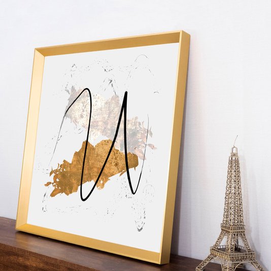 Quadro Decorativo Moderno Ilustração Arte Gold Abstrata - Vários Tamanhos