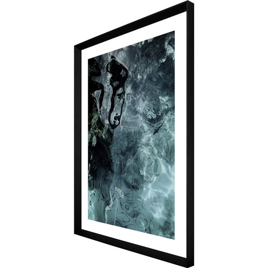 Quadro Moderno com Moldura Chanfrada Preta Arte Abstrata Azul