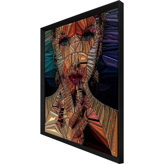 Quadro Moderno com Moldura Chanfrada Arte Mulher Geométrica - Escolha o Tamanho