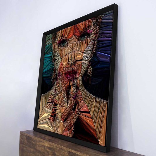 Quadro Moderno com Moldura Chanfrada Arte Mulher Geométrica - Escolha o Tamanho
