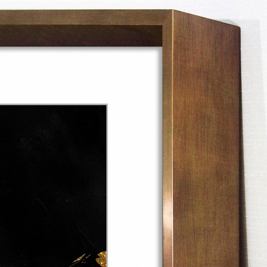 Quadro Moderno com Moldura Chanfrada Bronze Arte Moderna Abstrata 90x90 cm