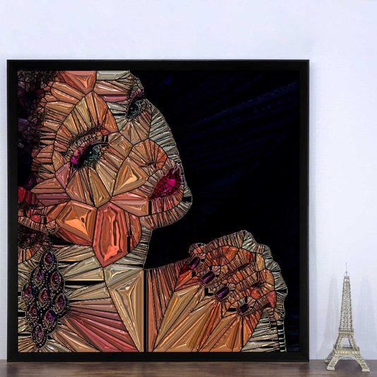 Quadro Moderno com Moldura Chanfrada Mulher Geométrica - Escolha o Tamanho