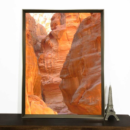 Quadro Moderno com Moldura Chanfrada Prata Arte Abstrata Parede de Canyon
