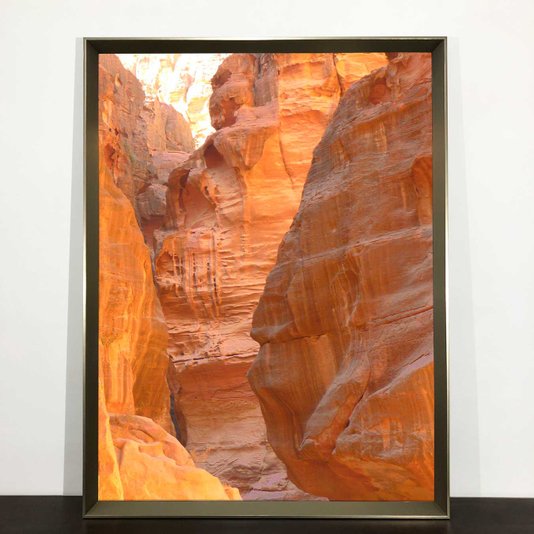 Quadro Moderno com Moldura Chanfrada Prata Arte Abstrata Parede de Canyon