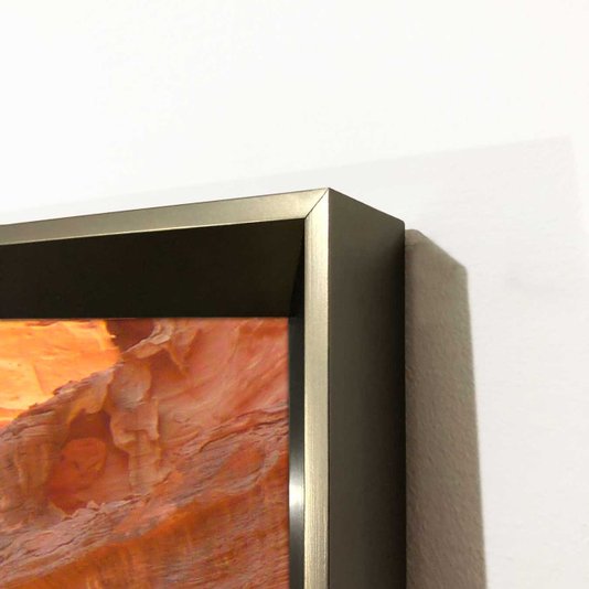 Quadro Moderno com Moldura Chanfrada Prata Arte Abstrata Parede de Canyon