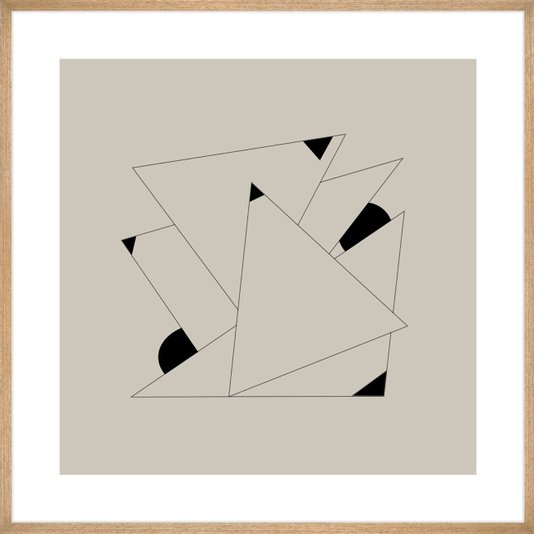 Quadro Moderno Decorativo Arte Geométrica com Fundo Nude 70x70 cm
