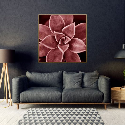 Quadro Moderno Decorativo Floral Suculenta Marsala 60x60 cm