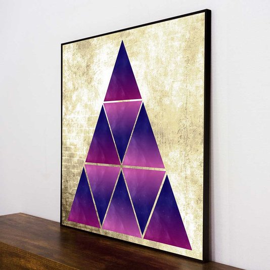 Quadro Moderno Geométrico Arte Triângulos 70x70 cm