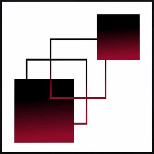Quadro Moderno Geométrico Arte Vermelha e Preta 60x60 cm