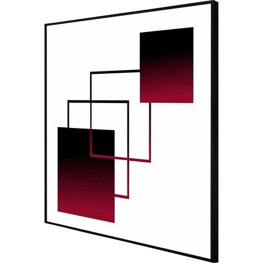 Quadro Moderno Geométrico Arte Vermelha e Preta 60x60 cm