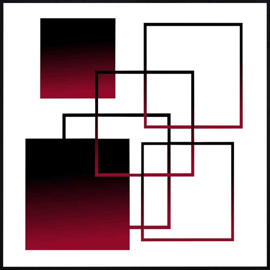 Quadro Moderno Geométrico Arte Vermelha e Preta II 60x60 cm
