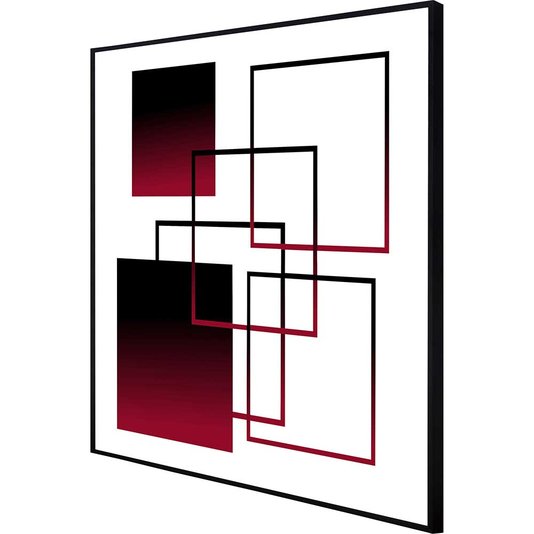 Quadro Moderno Geométrico Arte Vermelha e Preta II 60x60 cm