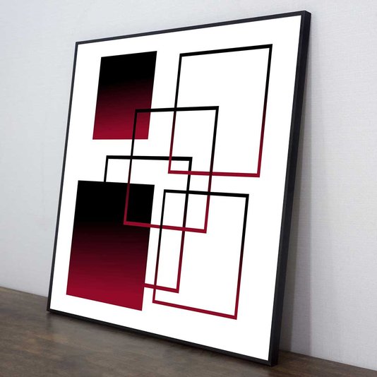 Quadro Moderno Geométrico Arte Vermelha e Preta II 60x60 cm