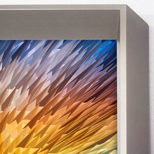 Quadro Moderno Grande Arte Abstrata Colorida com Moldura Prata Escolha o Tamanho