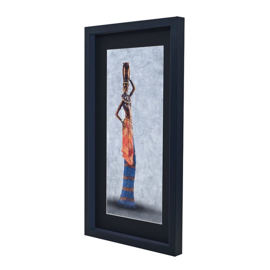 Quadro Mulher Africana Carregando Vaso na Cabeça 35x60cm