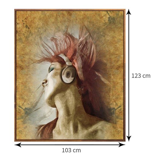 Tamanho exato do quadro com moldura 103x123 cm.