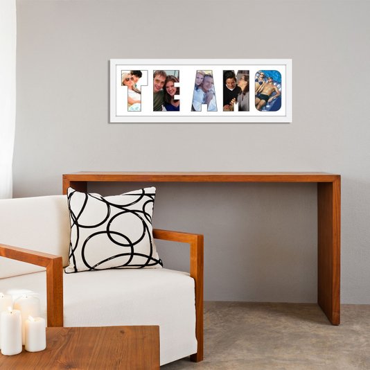 Quadro Painel de Fotos com Escrita TE AMO para 5 Fotos 60x20cm