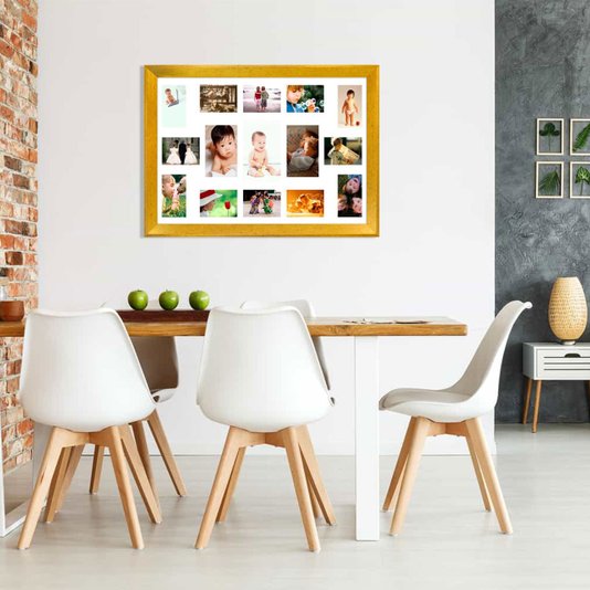 Quadro Painel de Fotos Decorativo com Capacidade para 15 Fotos 80x50cm